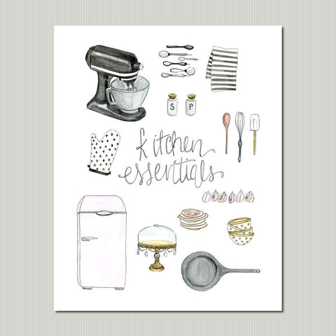 Neutral Kitchen Essentials Wall Art Print