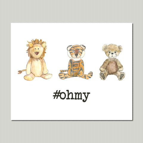 Lions Tigers Bears Kid Room Wall Art Print